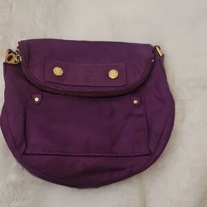 Purple Crossbody Shoulder Bag with Gold Hardware
